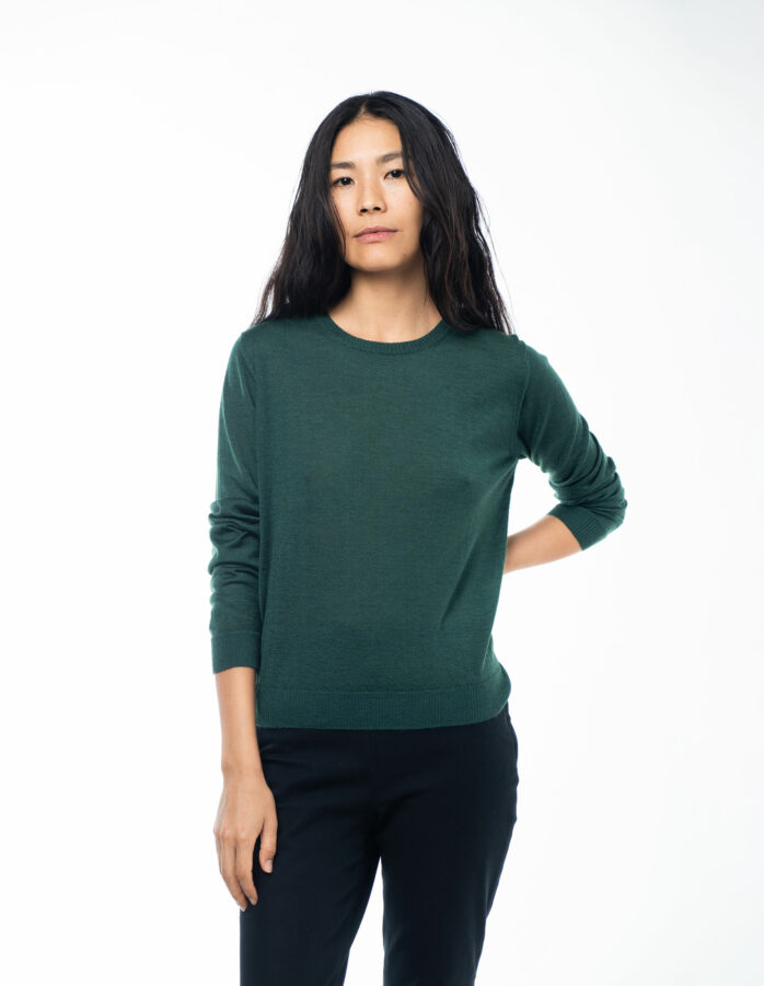 Pullover Fine Col Vert Fore  Forest Green B 698x901 - Sweater FINE - Forest Green