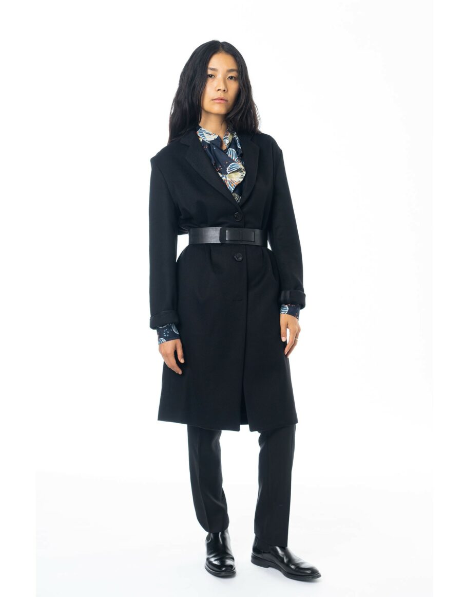 Jessica - Manteau large en laine couleur noir