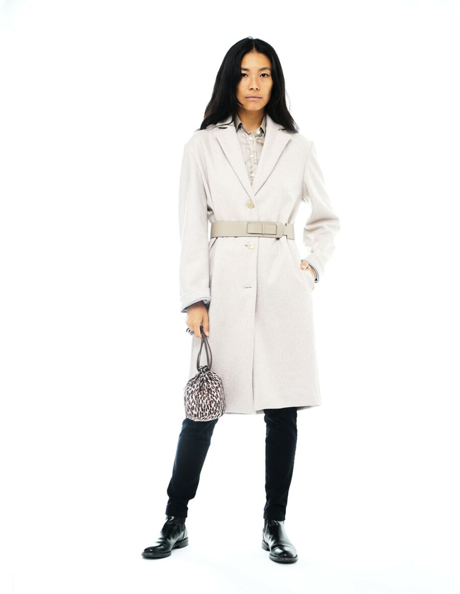 Jessica - Manteau large en laine couleur blanc d'hiver