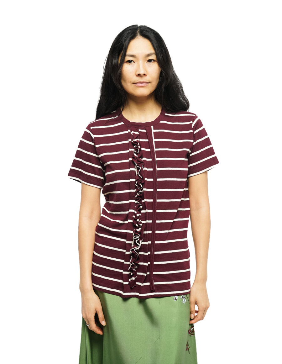 Stripe - T-shirt en jersey de coton rayé bordeaux