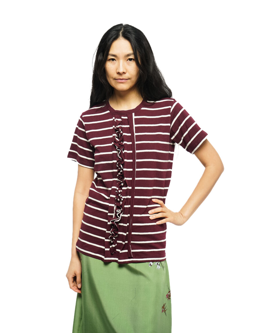 Stripe - T-shirt en jersey de coton rayé bordeaux