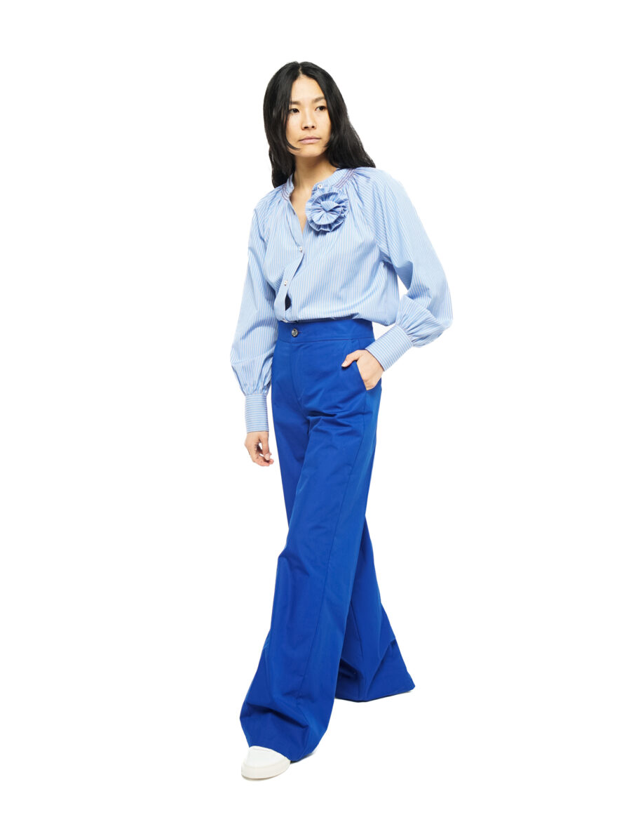 Dakota - Pantalon large en popeline de coton bleu klein